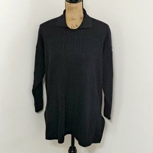 JAEGER UK Black pullover side slits long sleeve sweater Med